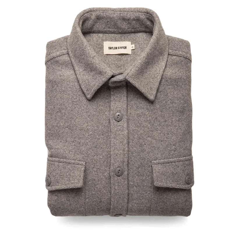 Slim - fit leather men jackets with a distressed finish for a rugged look Stylish men coats with a double - breasted design for a formal look The Maritime Shirt Jacket in Heather Ash Wave Slim - fit leather men jackets with a distressed finish for a rugged look Stylish men coats with a double - breasted design for a formal look The Maritime Shirt Jacket in Heather Ash Wave