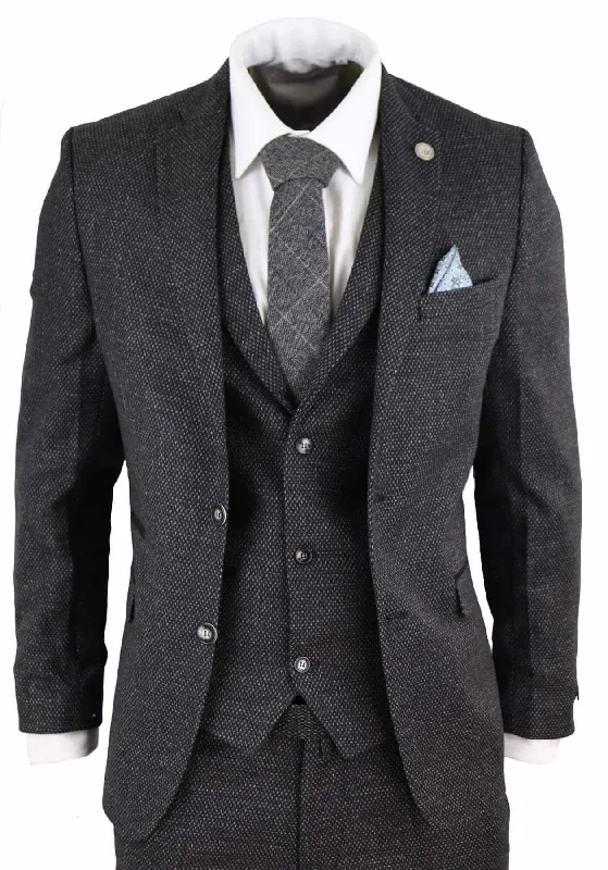 Tailored men jackets to pair with formal trousers for business meetings Men coats with a drawstring waist for a customizable fit Men's 3 Piece Black Herringbone Tweed Suit Tailored men jackets to pair with formal trousers for business meetings Men coats with a drawstring waist for a customizable fit Men's 3 Piece Black Herringbone Tweed Suit