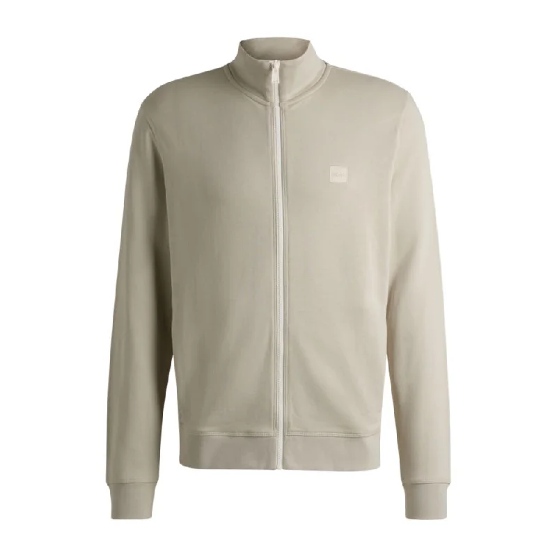 Men jackets with a hidden interior pocket for secure storage Men coats with multiple inner pockets for convenient storage of essentials Cotton-terry zip-up jacket with logo badge Men jackets with a hidden interior pocket for secure storage Men coats with multiple inner pockets for convenient storage of essentials Cotton-terry zip-up jacket with logo badge