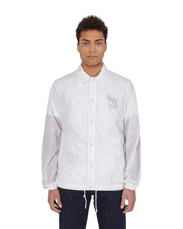 Denim men jackets with embroidered patches for a personalized touch Men coats with a detachable faux - fur collar for a trendy and warm touch Awake Sangay Jacket White Denim men jackets with embroidered patches for a personalized touch Men coats with a detachable faux - fur collar for a trendy and warm touch Awake Sangay Jacket White