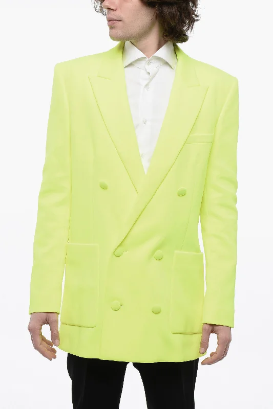 Embroidered men jackets with intricate floral designs for a unique aesthetic Men coats with a soft fleece interior for extra warmth and comfort Balmain Double-Breasted Neon Blazer With Patch Pockets Embroidered men jackets with intricate floral designs for a unique aesthetic Men coats with a soft fleece interior for extra warmth and comfort Balmain Double-Breasted Neon Blazer With Patch Pockets