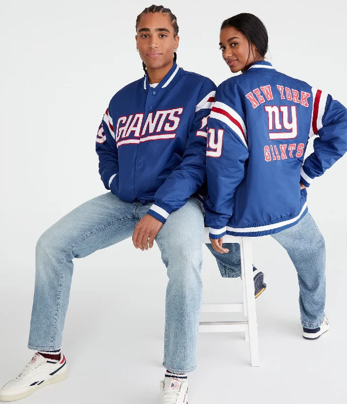 Bomber men jackets with ribbed cuffs for a classic 80s style Slim - fit men coats in navy blue for a classic and sophisticated appearance Aeropostale New York Giants Striped Bomber Jacket Bomber men jackets with ribbed cuffs for a classic 80s style Slim - fit men coats in navy blue for a classic and sophisticated appearance Aeropostale New York Giants Striped Bomber Jacket