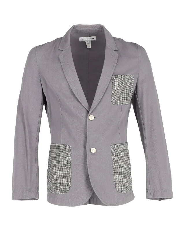 Embroidered men jackets with intricate floral designs for a unique aesthetic Men coats with a soft fleece interior for extra warmth and comfort Comme Des Garcons Patch Pocket Blazer in Grey Cotton Denim Embroidered men jackets with intricate floral designs for a unique aesthetic Men coats with a soft fleece interior for extra warmth and comfort Comme Des Garcons Patch Pocket Blazer in Grey Cotton Denim