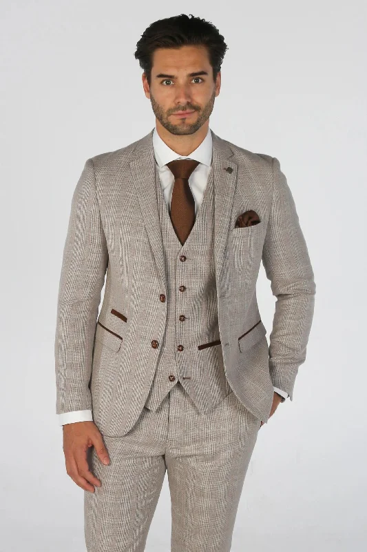 Men jackets with a zip - off sleeves to convert to a vest Camouflage men coats for outdoor enthusiasts and hunters Leo 3 Piece Checked Suit Men jackets with a zip - off sleeves to convert to a vest Camouflage men coats for outdoor enthusiasts and hunters Leo 3 Piece Checked Suit