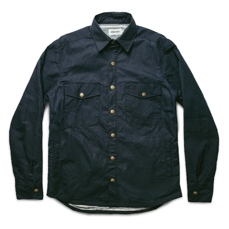 Checkered men jackets in a plaid pattern for a preppy appearance Men coats with a zip - out lining for easy cleaning and versatility The Chore Jacket in Navy Dry Wax Canvas Checkered men jackets in a plaid pattern for a preppy appearance Men coats with a zip - out lining for easy cleaning and versatility The Chore Jacket in Navy Dry Wax Canvas