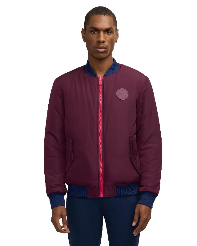Checkered men jackets in a plaid pattern for a preppy appearance Men coats with a zip - out lining for easy cleaning and versatility Scotch & Soda Men's Evlon Reversible Varsity Bomber Jacket Checkered men jackets in a plaid pattern for a preppy appearance Men coats with a zip - out lining for easy cleaning and versatility Scotch & Soda Men's Evlon Reversible Varsity Bomber Jacket