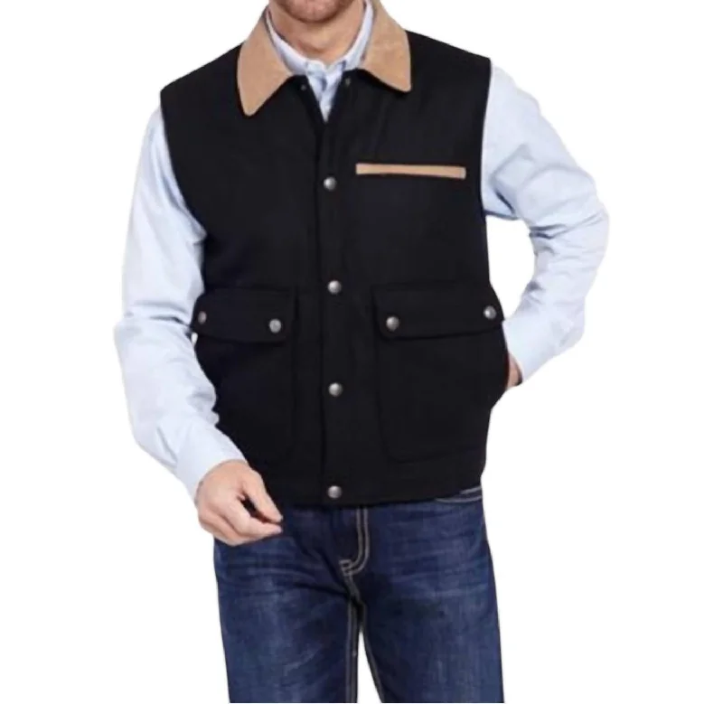Denim men jackets with embroidered patches for a personalized touch Men coats with a detachable faux - fur collar for a trendy and warm touch Western Conceal Carry Wool Vest In Black Denim men jackets with embroidered patches for a personalized touch Men coats with a detachable faux - fur collar for a trendy and warm touch Western Conceal Carry Wool Vest In Black