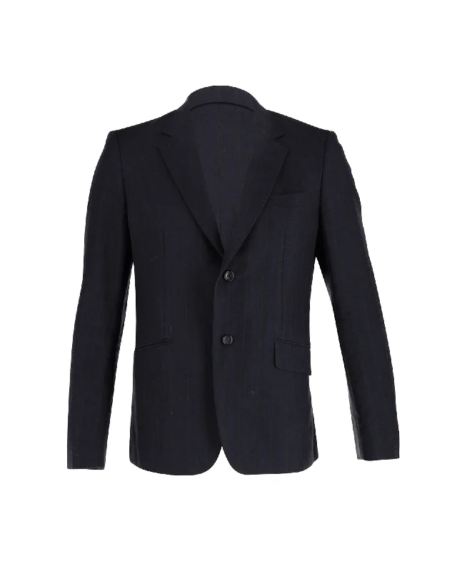 Bomber men jackets with ribbed cuffs for a classic 80s style Slim - fit men coats in navy blue for a classic and sophisticated appearance Comme Des Garcons Subtle Stripe Single-Breasted Jacket in Navy Blue Wool-Blend Bomber men jackets with ribbed cuffs for a classic 80s style Slim - fit men coats in navy blue for a classic and sophisticated appearance Comme Des Garcons Subtle Stripe Single-Breasted Jacket in Navy Blue Wool-Blend