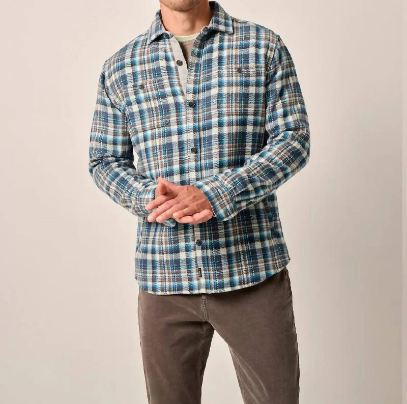Lightweight men jackets made from recycled nylon for eco - friendly travel Men coats with a contrasting trim for a fashion - forward aesthetic Opry Brushed Twill Flannel Shacket In Blue Lightweight men jackets made from recycled nylon for eco - friendly travel Men coats with a contrasting trim for a fashion - forward aesthetic Opry Brushed Twill Flannel Shacket In Blue