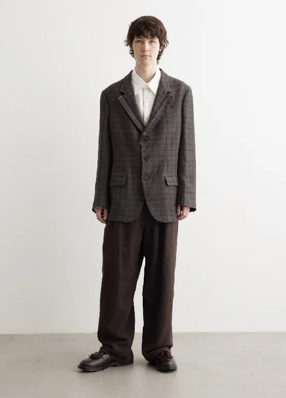 Checkered men jackets in a plaid pattern for a preppy appearance Men coats with a zip - out lining for easy cleaning and versatility Plaid Decorative Cloth 3 Buttons Jacket