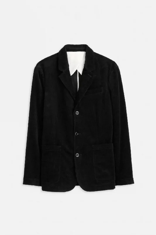 Slim - fit leather men jackets with a distressed finish for a rugged look Stylish men coats with a double - breasted design for a formal look Mill Blazer In Corduroy In Black Slim - fit leather men jackets with a distressed finish for a rugged look Stylish men coats with a double - breasted design for a formal look Mill Blazer In Corduroy In Black