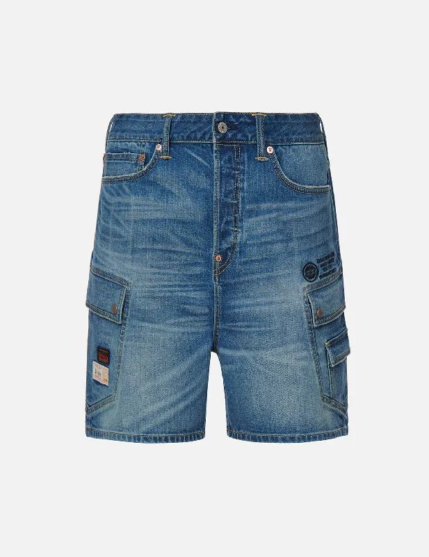 Light - wash men's denim shorts for a fresh, summery appearance Cargo Pocket Denim Shorts Light - wash men's denim shorts for a fresh, summery appearance Cargo Pocket Denim Shorts