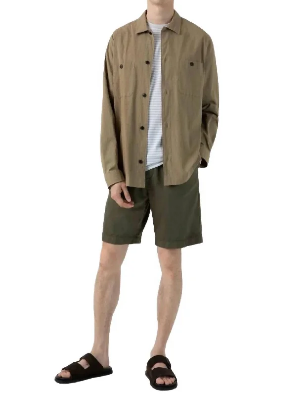 Men's ripped denim shorts for a trendy streetwear aesthetic Cotton Linen Drawstring Short In Khaki Men's ripped denim shorts for a trendy streetwear aesthetic Cotton Linen Drawstring Short In Khaki