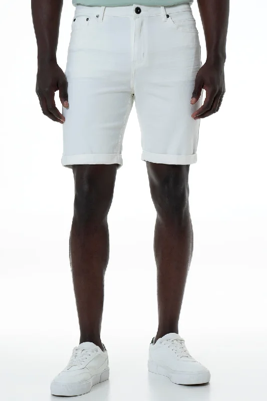 Men's denim shorts with a belt loop design for easy accessorizing Denim Shorts _ 153942 _ White Men's denim shorts with a belt loop design for easy accessorizing Denim Shorts _ 153942 _ White