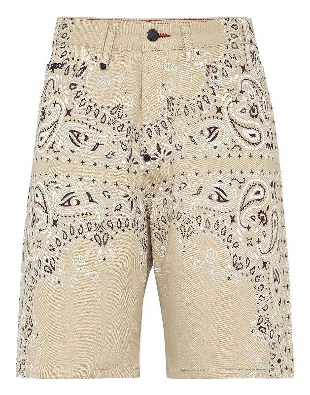 Men's denim shorts for outdoor sports like hiking and cycling Denim Shorts Paisley Bandana Men's denim shorts for outdoor sports like hiking and cycling Denim Shorts Paisley Bandana