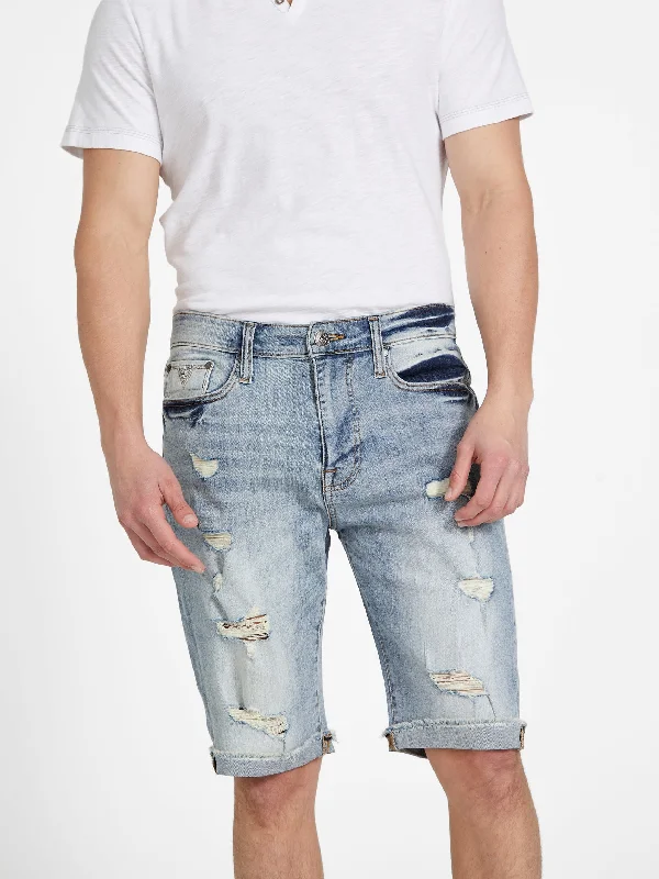 Vintage - style men's denim shorts with distressed details Eco Abby Distressed Straight Denim Shorts Vintage - style men's denim shorts with distressed details Eco Abby Distressed Straight Denim Shorts