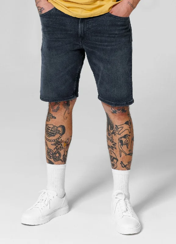 Men's denim shorts with a button - through front pockets Denim shorts Dark Wash Highlander Men's denim shorts with a button - through front pockets Denim shorts Dark Wash Highlander