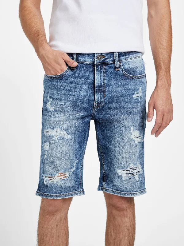 Men's slim - fit denim shorts for a modern, sleek look Jonah Rip-and-Repair Denim Shorts Men's slim - fit denim shorts for a modern, sleek look Jonah Rip-and-Repair Denim Shorts