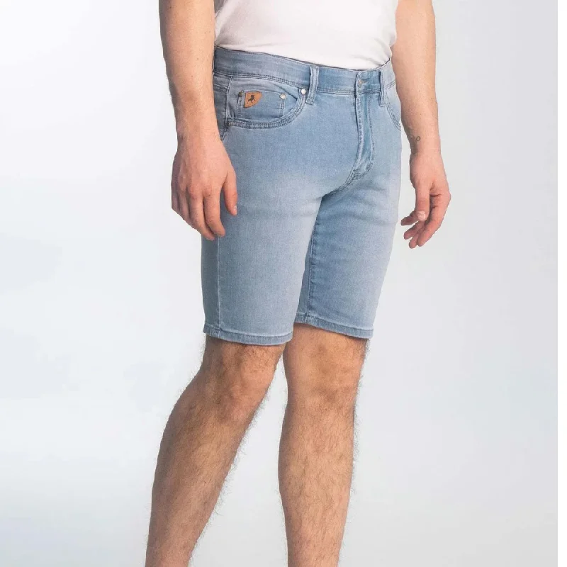 Men's denim shorts with a snap - button closure for quick and easy access​ Lois Dennis Bleach Blue Denim Shorts - 1811-6929-90