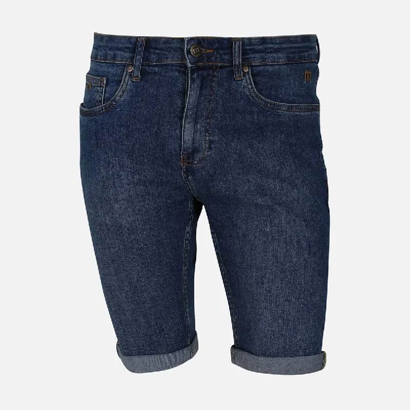 Men's denim shorts with a geometric - pattern embroidery​ MELON MENS DENIM SHORTS