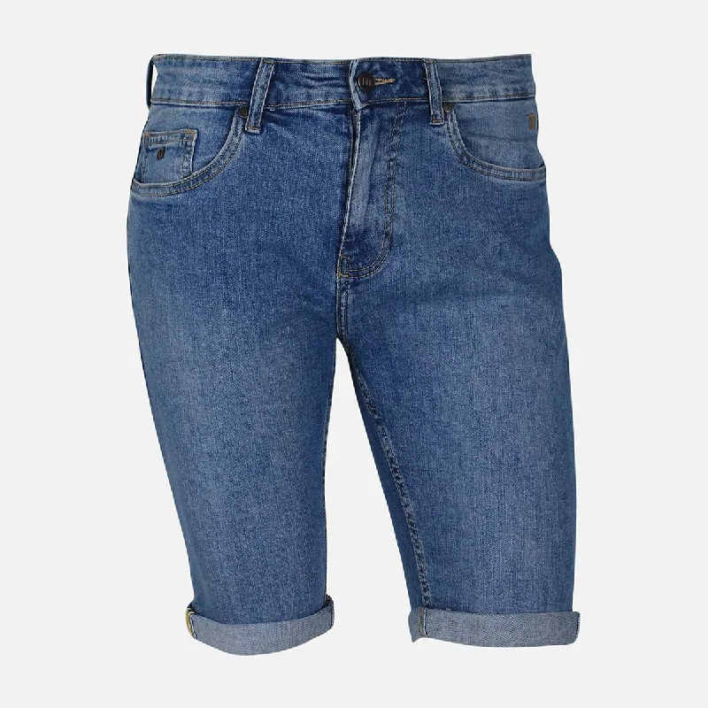 Men's denim shorts with a pre - shrunk denim fabric to maintain shape MELON MENS DENIM SHORTS Men's denim shorts with a pre - shrunk denim fabric to maintain shape MELON MENS DENIM SHORTS