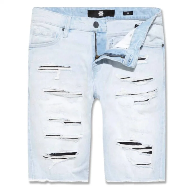 Men's denim shorts with a bleached - out color for a trendy, sun - kissed look Men's Baltimore Retro Denim Shorts In Ice Blue Men's denim shorts with a bleached - out color for a trendy, sun - kissed look Men's Baltimore Retro Denim Shorts In Ice Blue