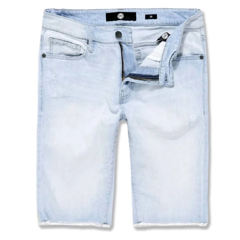 Men's denim shorts with a slim - tapered leg for a more tailored appearance Men's Hartford Denim Shorts In Ice Blue Men's denim shorts with a slim - tapered leg for a more tailored appearance Men's Hartford Denim Shorts In Ice Blue