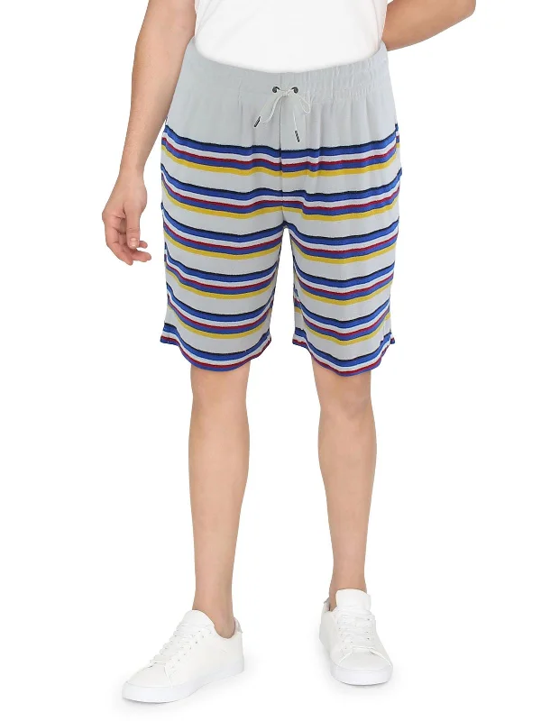Men's elastic waistband lounge shorts for lazy weekends at home    Mens Short Striped Casual Shorts