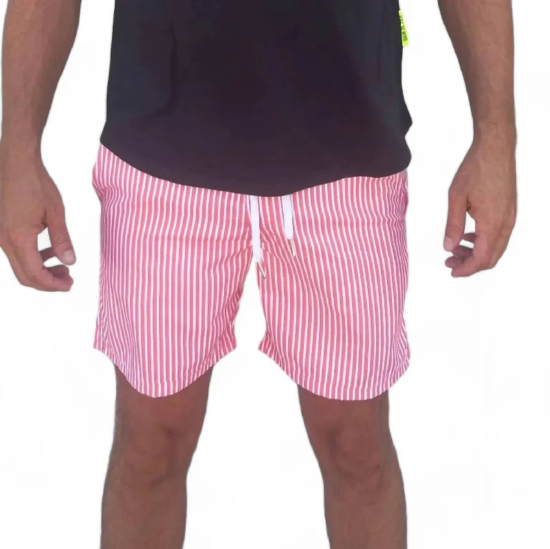 Men's floral print silk blend shorts for a unique night - out look Men's Stripe Shorts In Coral/white Men's floral print silk blend shorts for a unique night - out look Men's Stripe Shorts In Coral/white