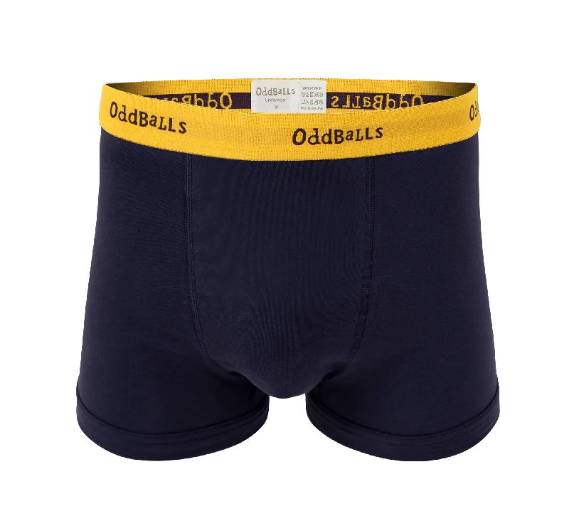 Men's ripped denim shorts for a trendy streetwear aesthetic Navy/Yellow - Mens Boxer Shorts Men's ripped denim shorts for a trendy streetwear aesthetic Navy/Yellow - Mens Boxer Shorts