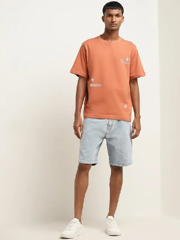 Men's denim shorts made from organic cotton for eco - conscious consumers Nuon Light Blue Mid-Rise Relaxed-Fit Denim Shorts Men's denim shorts made from organic cotton for eco - conscious consumers Nuon Light Blue Mid-Rise Relaxed-Fit Denim Shorts