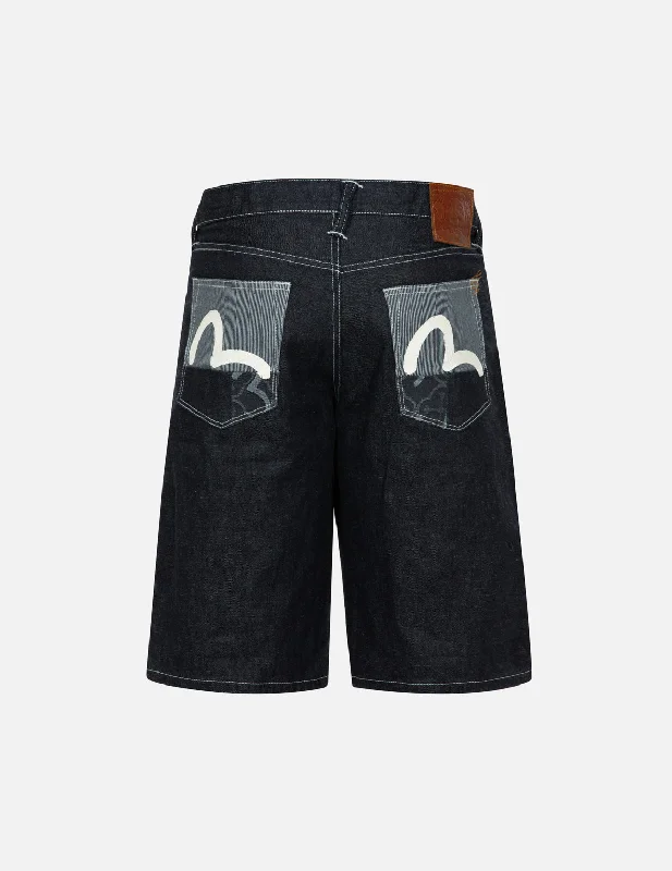 Men's denim shorts with a rolled - up hem for a casual, laid - back vibe Patchwork Relax Fit Denim Shorts Men's denim shorts with a rolled - up hem for a casual, laid - back vibe Patchwork Relax Fit Denim Shorts