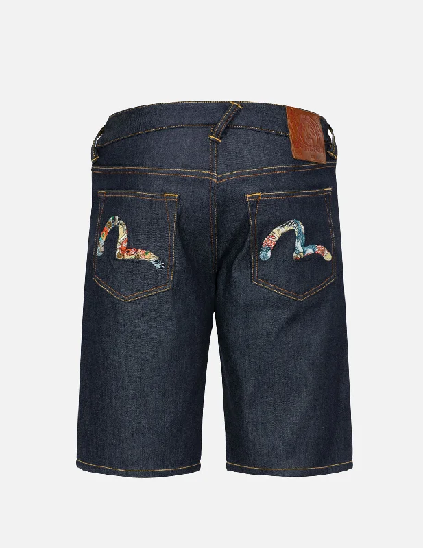 Men's denim shorts in a mid - thigh length for a balanced style The Great Wave and Koi Seagull Embroidery Relax Fit Denim Shorts Men's denim shorts in a mid - thigh length for a balanced style The Great Wave and Koi Seagull Embroidery Relax Fit Denim Shorts