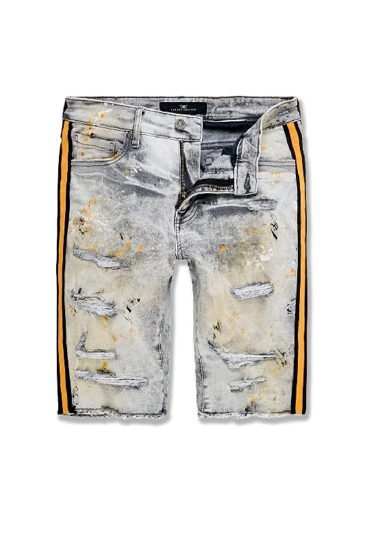 Men's denim shorts with a ripped - knee detail for a rebellious look Big Men's OG Odyssey Striped Denim Shorts Men's denim shorts with a ripped - knee detail for a rebellious look Big Men's OG Odyssey Striped Denim Shorts