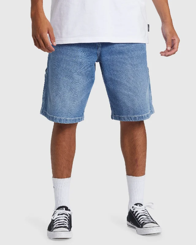 Men's denim shorts with a raw - edge finish for an authentic look Mens Carpenter Denim Shorts Men's denim shorts with a raw - edge finish for an authentic look Mens Carpenter Denim Shorts