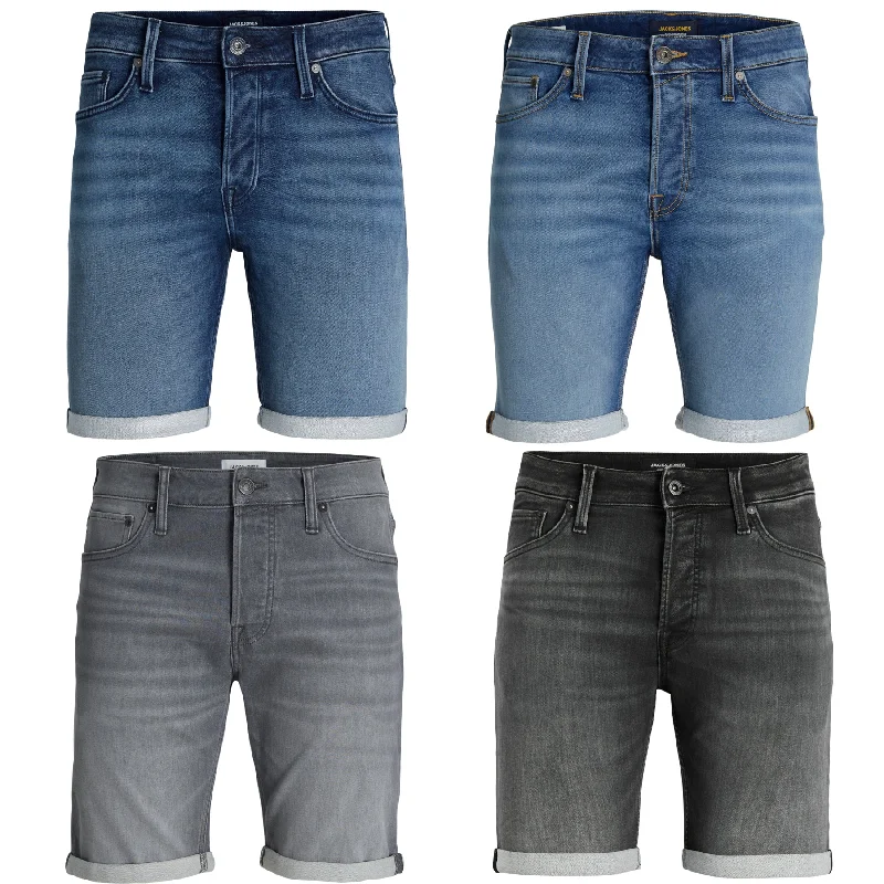 Men's denim shorts with a contrast - colored waistband Jack & Jones Mens 'JJIRICK JJICON' Denim Shorts Regular Fit Men's denim shorts with a contrast - colored waistband Jack & Jones Mens 'JJIRICK JJICON' Denim Shorts Regular Fit