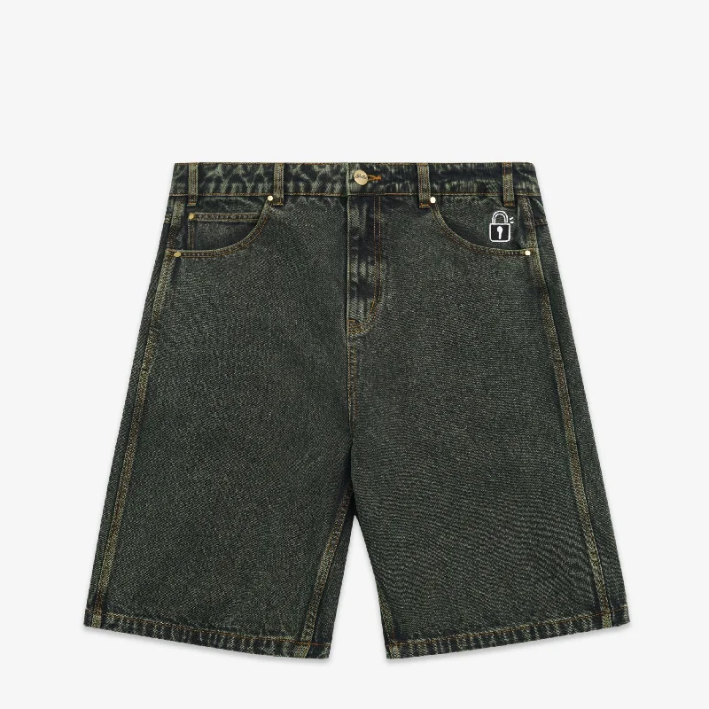 Men's denim shorts with a belt loop design for easy accessorizing Lock Denim Shorts Washed Ivy Men's denim shorts with a belt loop design for easy accessorizing Lock Denim Shorts Washed Ivy