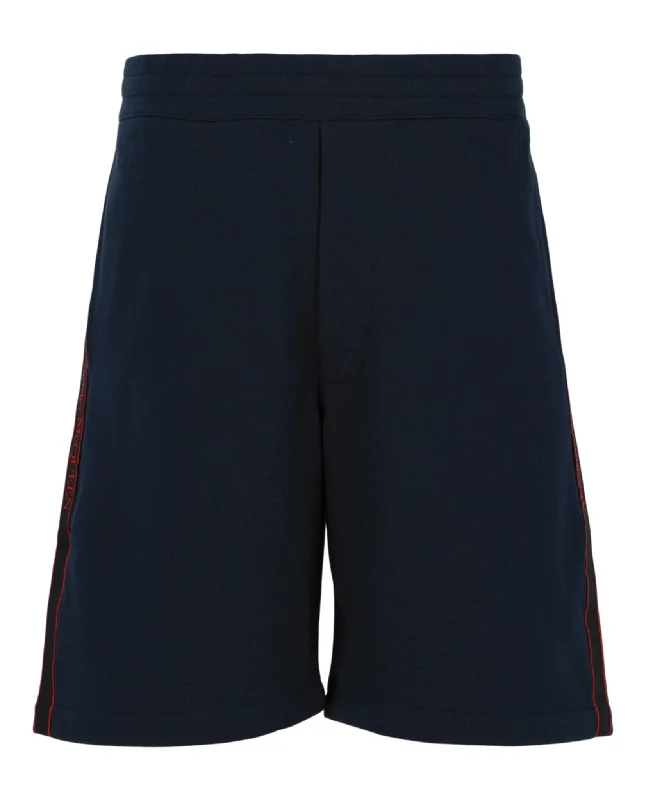 Men's button - fly denim work shorts for durability on the job    Logo Tape Shorts