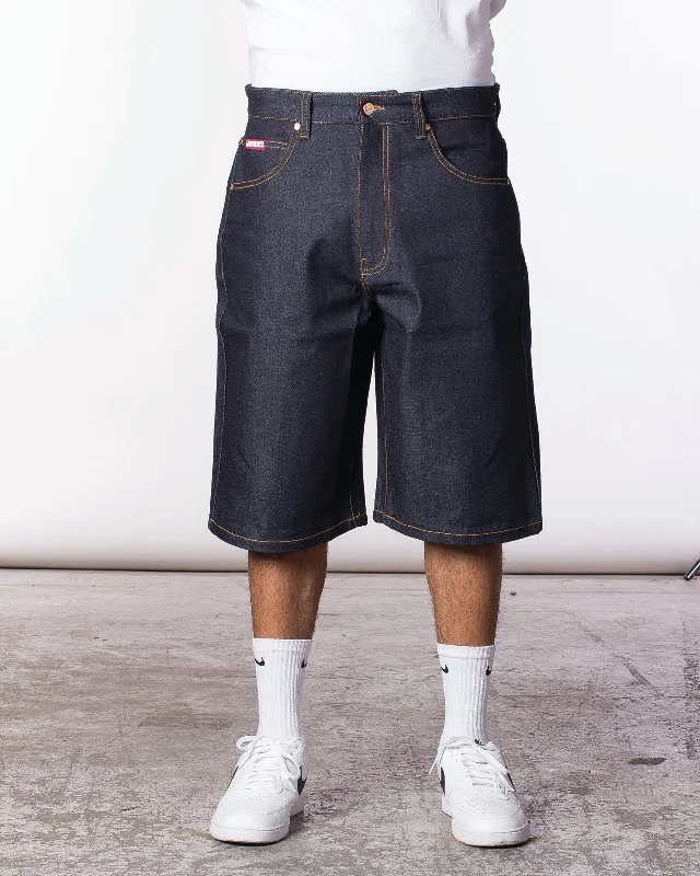 Men's denim shorts with a western - style yoke for a rustic touch Lowrider Retro Blue Denim Shorts Men's denim shorts with a western - style yoke for a rustic touch Lowrider Retro Blue Denim Shorts