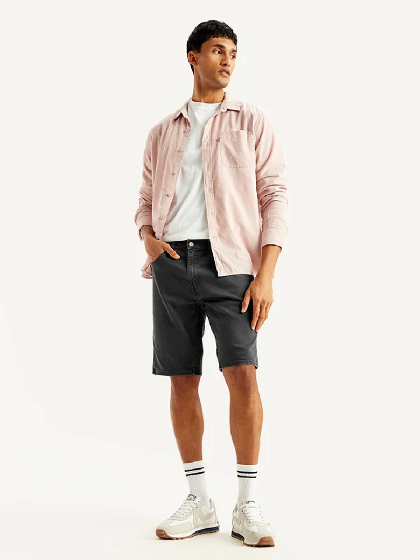 Men's denim shorts with a cargo - pocket flap for added style and functionality Men's Black Tapered Denim Shorts Men's denim shorts with a cargo - pocket flap for added style and functionality Men's Black Tapered Denim Shorts