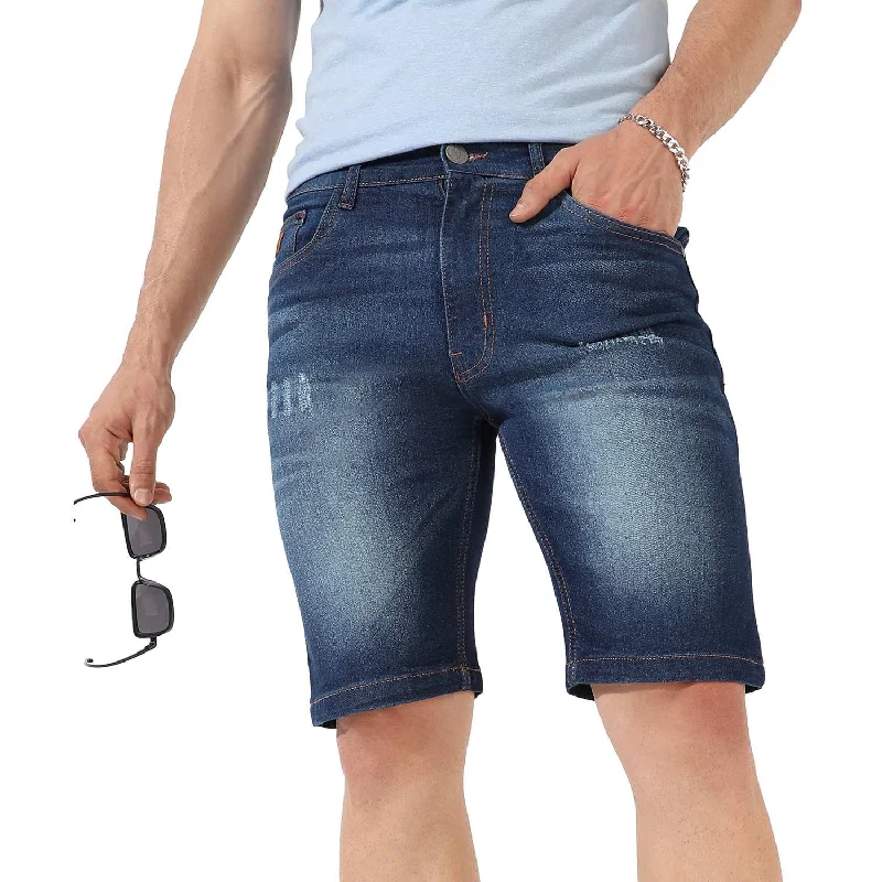 Plus - size men's denim shorts for a comfortable and flattering fit Men's Dark-Washed Denim Shorts Plus - size men's denim shorts for a comfortable and flattering fit Men's Dark-Washed Denim Shorts