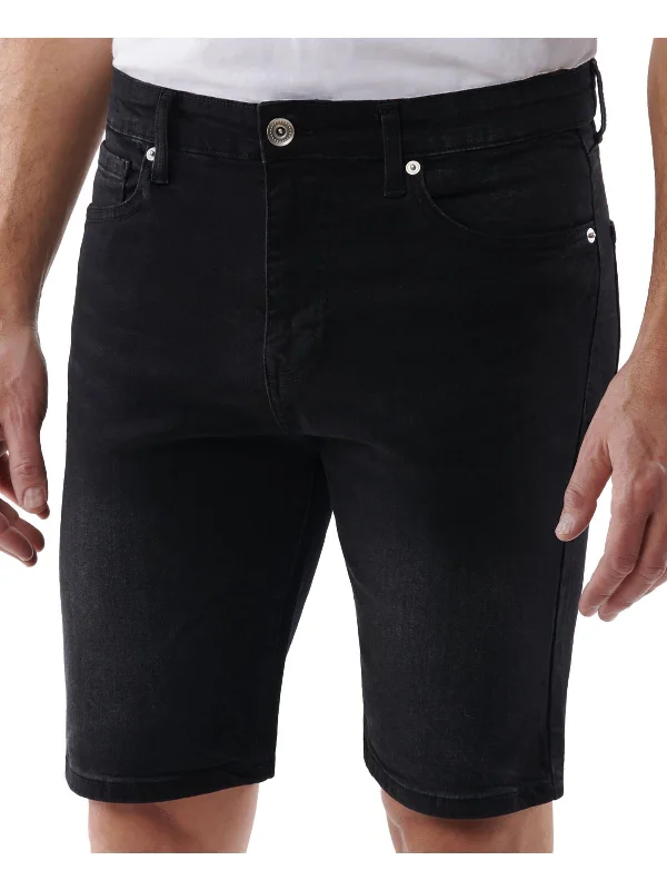 Men's high - waisted denim shorts for a trendy silhouette Mens Slim Fit Above Knee Denim Shorts Men's high - waisted denim shorts for a trendy silhouette Mens Slim Fit Above Knee Denim Shorts