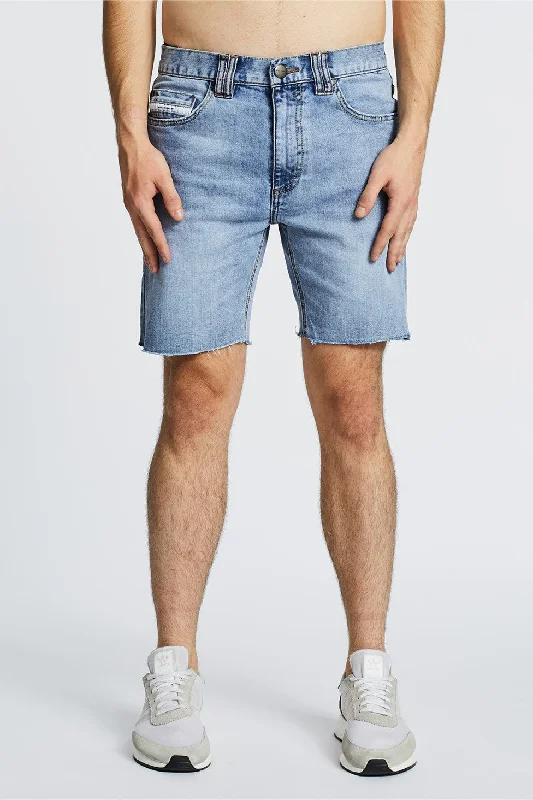 Men's denim shorts with a button - through front pockets Nena Pasadena MENS SAVAGE DENIM SHORTS LIGHT AGED Men's denim shorts with a button - through front pockets Nena Pasadena MENS SAVAGE DENIM SHORTS LIGHT AGED