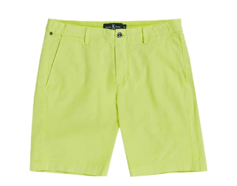 Men's zip - pocket canvas shorts for added functionality during travel Psycho Bunny Diego Safety Yellow Men's Shorts B6R790N1CE-SFY Men's zip - pocket canvas shorts for added functionality during travel Psycho Bunny Diego Safety Yellow Men's Shorts B6R790N1CE-SFY