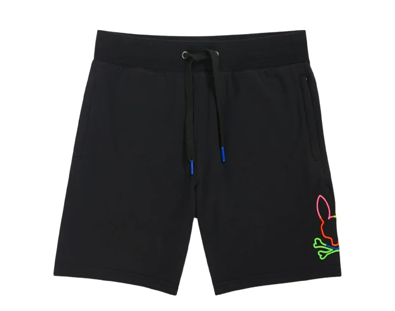 Men's breathable cotton athletic shorts for intense workouts Psycho Bunny Leo Bunny Black/Neon Multi Men's Shorts B6R217S1FT-BLK Men's breathable cotton athletic shorts for intense workouts Psycho Bunny Leo Bunny Black/Neon Multi Men's Shorts B6R217S1FT-BLK