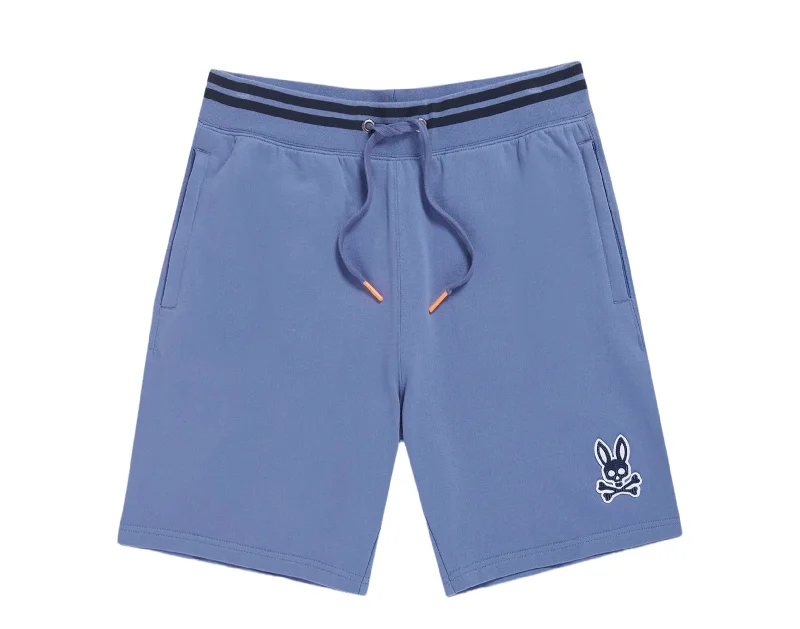 Men's distressed cotton shorts for a bohemian - inspired style Psycho Bunny Liam Bal Harbour Blue Men's Shorts B6R114S1FT-BHA Men's distressed cotton shorts for a bohemian - inspired style Psycho Bunny Liam Bal Harbour Blue Men's Shorts B6R114S1FT-BHA
