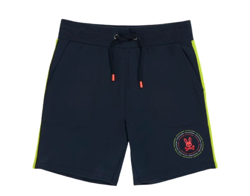 Men's high - waisted swim shorts with UPF protection for beach vacations Psycho Bunny Ovington Navy Sweat Shorts B6R341P1FT-NVY Men's high - waisted swim shorts with UPF protection for beach vacations Psycho Bunny Ovington Navy Sweat Shorts B6R341P1FT-NVY