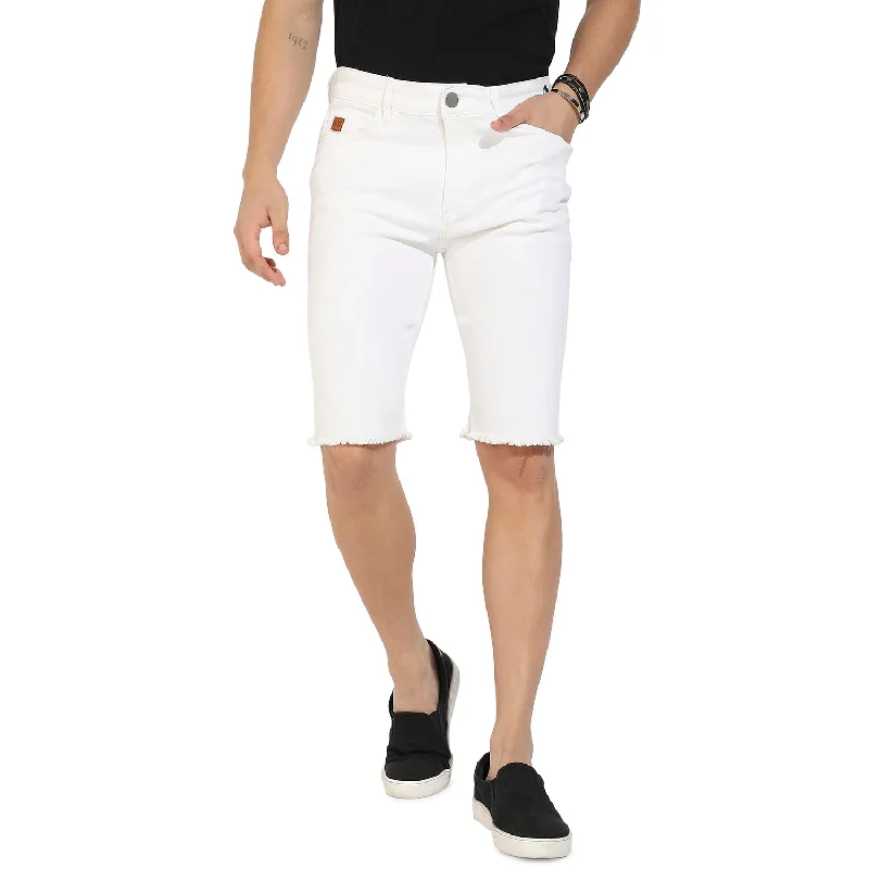 Men's denim shorts with a durable, heavy - duty denim for long - lasting wear Ripped Hem Denim Shorts Men's denim shorts with a durable, heavy - duty denim for long - lasting wear Ripped Hem Denim Shorts