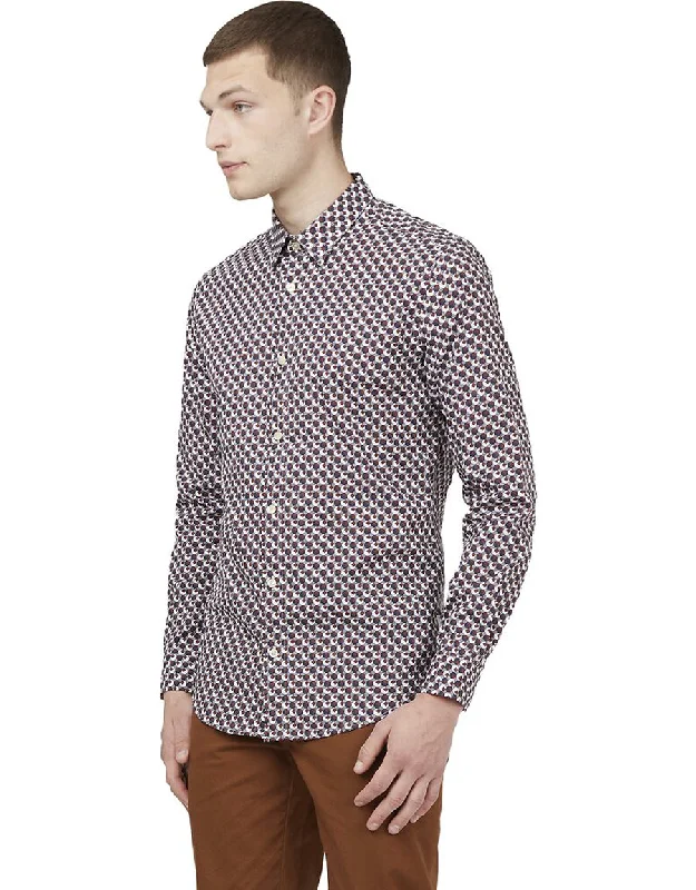 Men's Long - Line Oversized Casual Shirts in Dark Gray for a Relaxed and Modern Look Ben Sherman Retro 70S Geo Print Shirt Coffee Men's Long - Line Oversized Casual Shirts in Dark Gray for a Relaxed and Modern Look Ben Sherman Retro 70S Geo Print Shirt Coffee