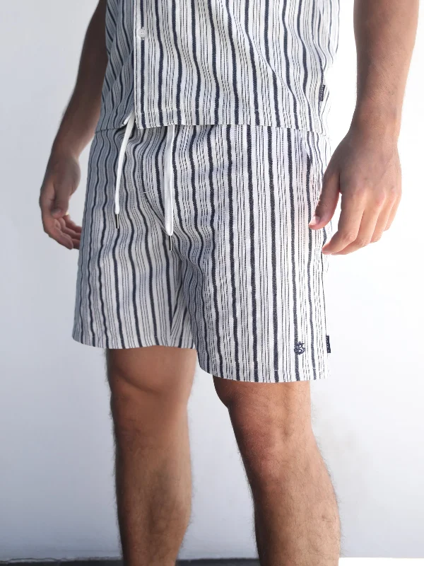 Men's moisture - wicking performance shorts for sweaty outdoor activities Assisi Stripe Shorts - Navy Men's moisture - wicking performance shorts for sweaty outdoor activities Assisi Stripe Shorts - Navy
